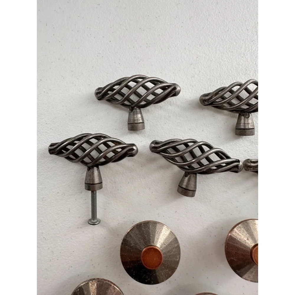 10 Piece Rustic Bronze Cabinet Knob Drawer Pull Set Mounting Screws lot Hardware